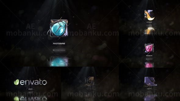 光泽优雅色彩变换效果标志展示AE模板