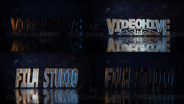 好莱坞影视工作室标志模糊倒影效果AE模板