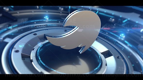 多重金属圆环转动科技标志片头揭示AE模板