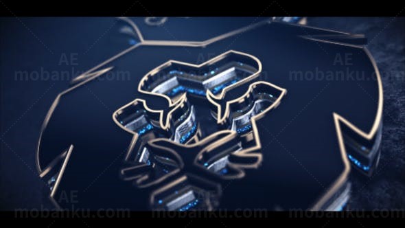 快速金色三维标志叠层旋转展示AE模板