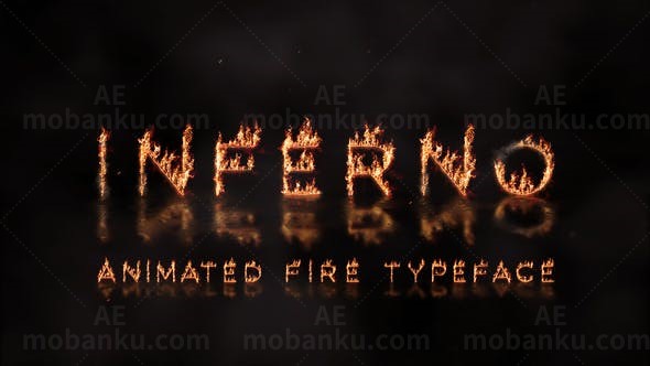 火焰字母燃烧动画效果展示AE模板