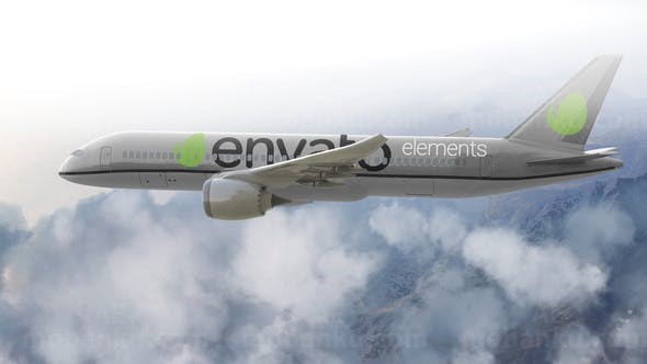 云层之上航空飞机标志展示AE模板