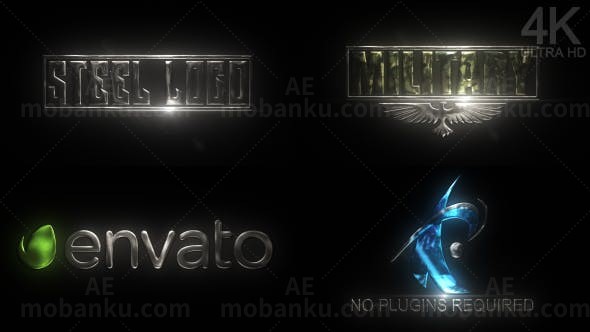 光泽银钢印标志手电照射效果AE模板