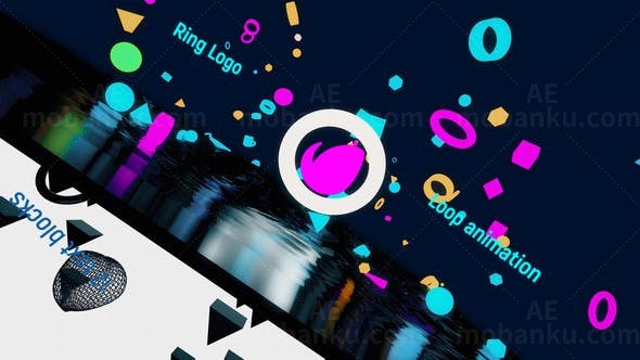 几何形状多彩翻转对比效果揭示标志AE模板