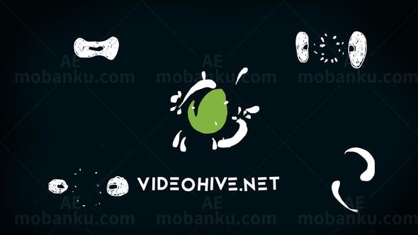 手绘流体飞溅效果简洁标志AE模板