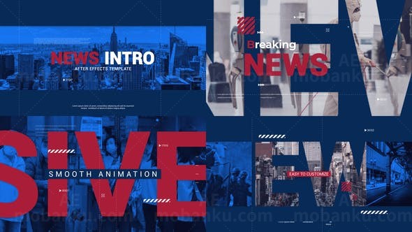 新闻栏目片头动态展示效果AE模板