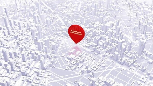 城市模型GPS地图标志展示AE模板