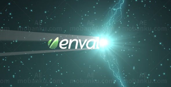 外太空背景闪电风景LOGO演绎AE模板