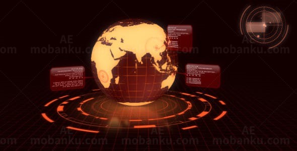 地球转动高科技接口AE模板