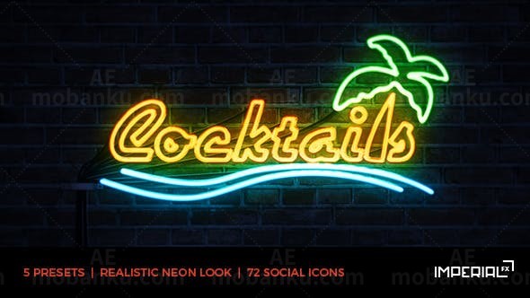 霓虹灯效果LOGO演绎AE模板