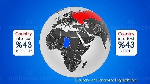 真实的世界地图动画AE模板