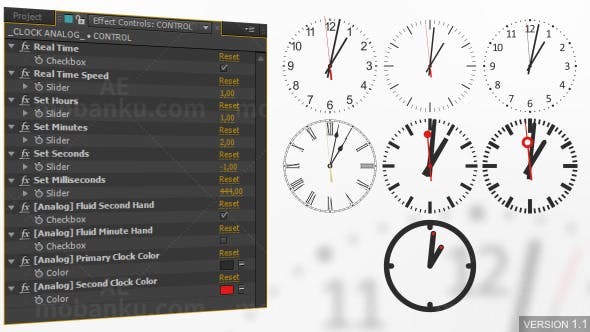 走动的钟表AE模板