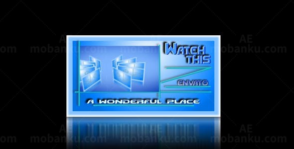 蓝色背景三维风车旋转切换幻灯片AE模板