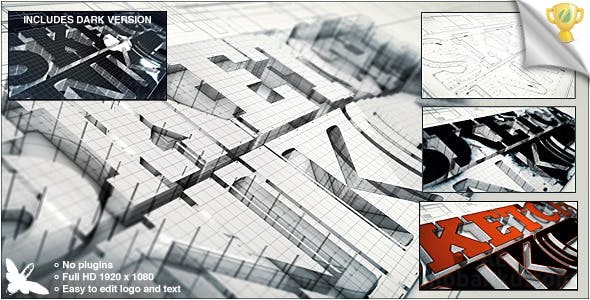 油墨素描风格LOGO演绎AE模板