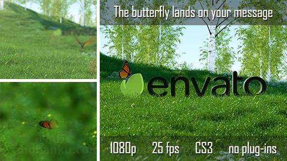 大自然蝴蝶飞翔LOGO演绎AE模板