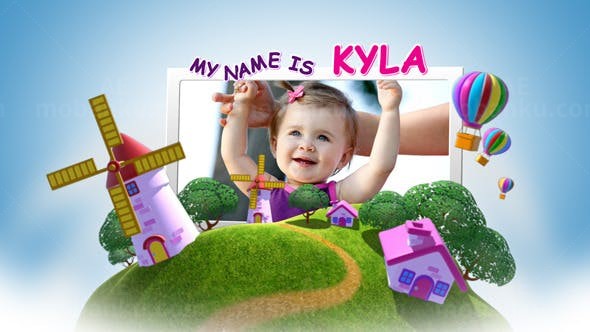 卡通风格小世界儿童片头AE模板