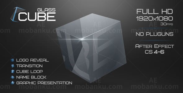 玻璃质感立方体LOGO演绎AE模板