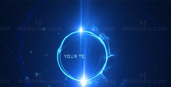 黑色背景蓝色粒子圆环揭示标题AE模板