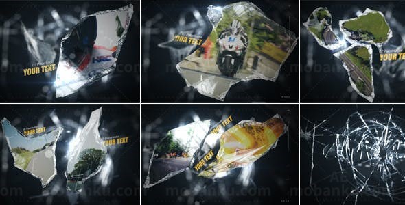 玻璃碎片上视频展示AE模板