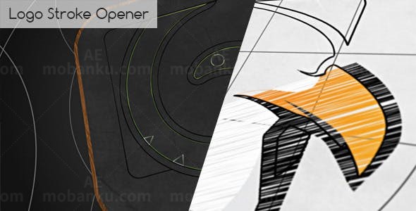 线条绘制LOGO演绎AE模板