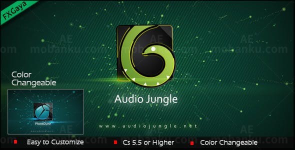 绿色粒子动画LOGO标志展示演绎AE模板