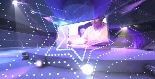 舞台中央三维大屏幕图片视频AE模板