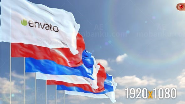 旗帜飘扬logo演绎动画AE模版