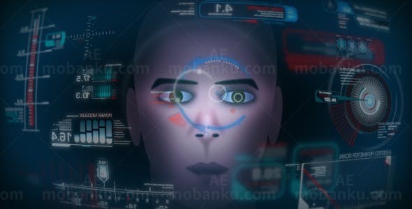 科技感军事元素快速跳动的数字元素AE模板