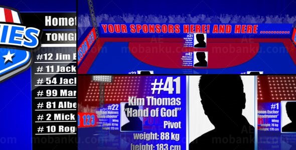 五人制足球手球人物介绍电视包装AE模板