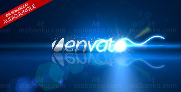 闪电横穿粒子特效揭示标志AE模板