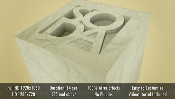 剪纸图案LOGO展示演绎AE模板