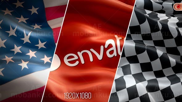 水波纹旗帜图像展示AE模板