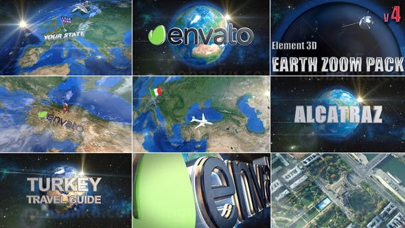 地球缩放动画标记AE模板