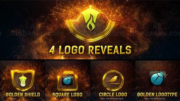 神奇的金色粒子LOGO标志展示演绎AE模板