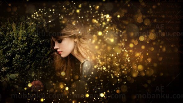 金色粒子装饰预告片头AE模板