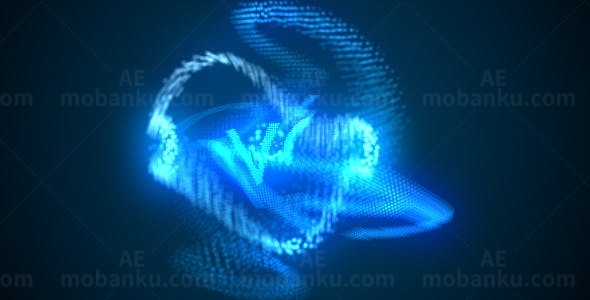 深色背景旋转粒子特效揭示标志AE模板