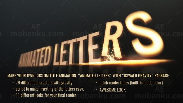 字母下降撞到地面反弹AE模板