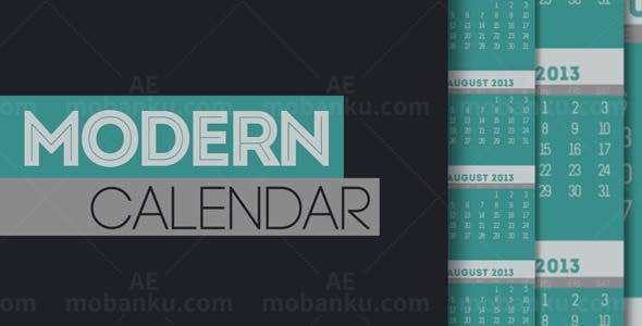 现代日历时间表AE模板