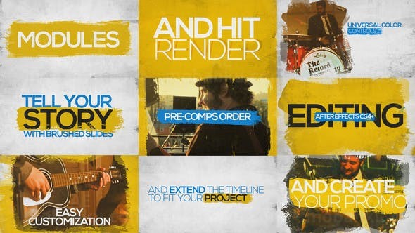 笔刷擦写照片展示AE模板