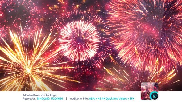 可编辑的烟火AE素材包