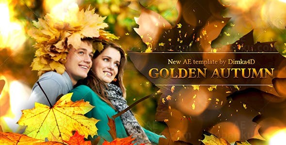 金色的秋天照片展示AE模板