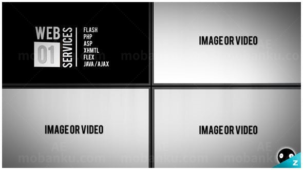 快速节奏网格分屏展示图片视频AE模板