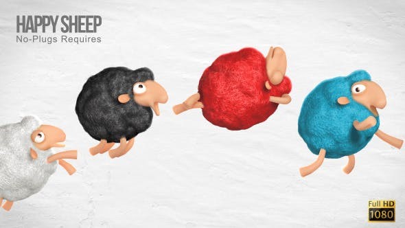 快乐小绵羊文字展示AE模板