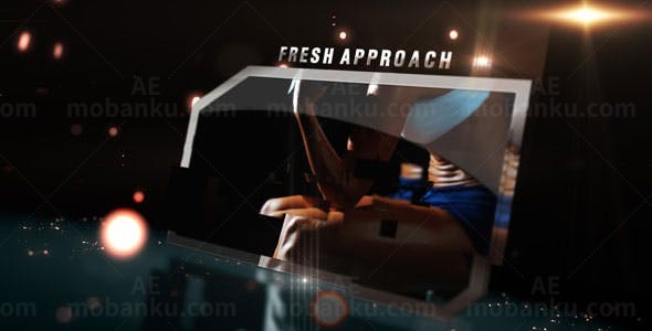 彩色光晕球背景拼图效果展示AE模板