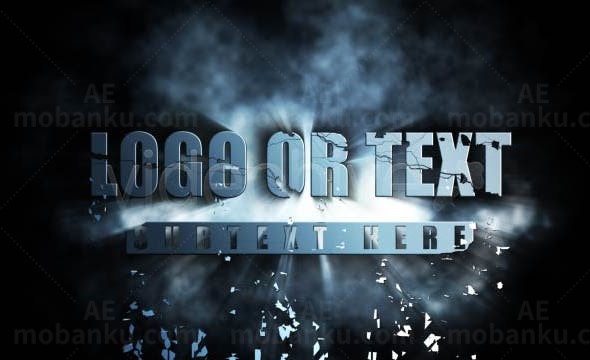 闪电击中字幕破裂效果文字标志AE模板