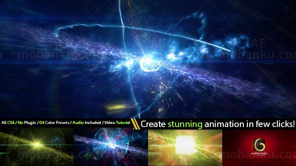 空间粒子爆炸电影标志AE模板