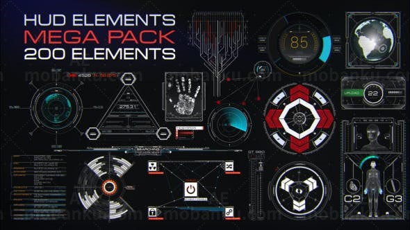 HUD界面元素动画包AE模板