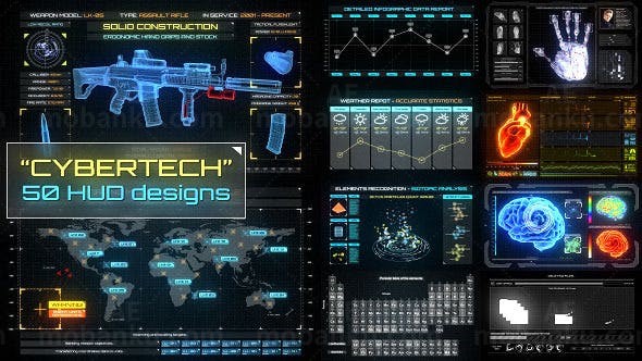 HUD高科技界面元素信息包AE模板