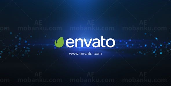 优雅蓝色耀斑粒子标志AE模板