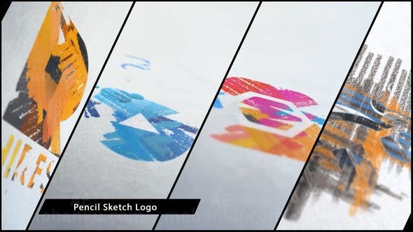 粉笔和铅笔草图标志logo演绎动画AE模版